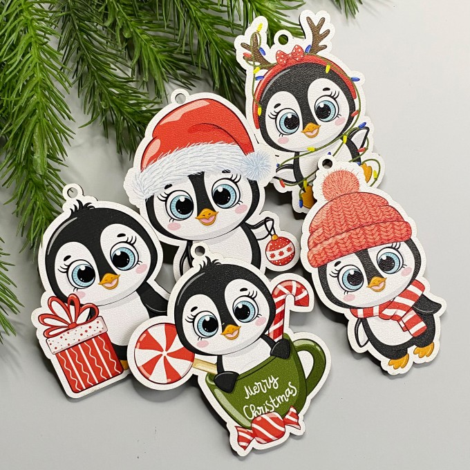 Набір ялинкових прикрас "Новорічні пінгвіни"